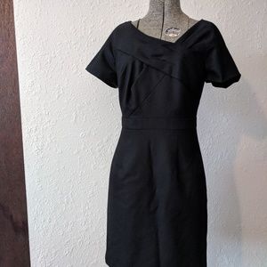 J Crew black origami sheath dress office chic